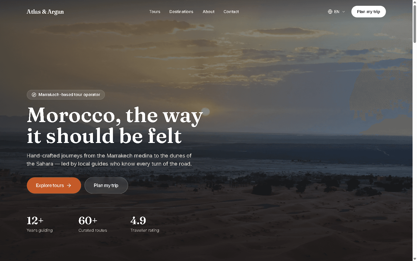 Atlas & Argan homepage preview
